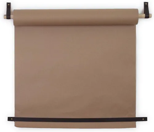 KEYAIIRA - Dispensador de tablero de mensajes de papel Kraft Madera y cuero para colgar en la pared Lista de comestibles Tablero Carniceros