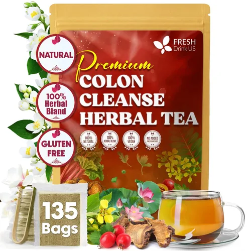 Vista 777 de FreshDrinkUS, 135 bolsas de té de jengibre y cúrcuma premium, ingredientes 100% naturales, mezcla hecha a mano de té de hierbas de cúrcuma