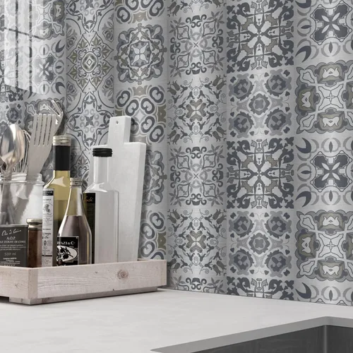 Vista 20 de 20 calcomanías de vinilo metálico para azulejos de cocina y baño, autoadhesivas para despegar y pegar en azulejos de transferencia, 4 x 4 pulgadas