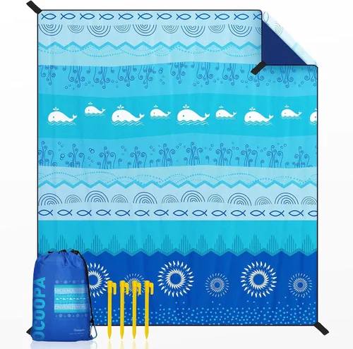 Vista 10 de OCOOPA Diveblues - Manta de playa impermeable a prueba de arena, 10 x 9 pies, extragrande, suave y duradera, sin arena, ligera y portátil, perfecta