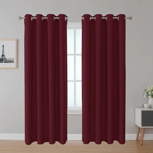 Vista 7 de Inherent Fire Retardant Blackout Curtains, Grommet Top, NFPA 701 Certified Flame Resistant Drape, FR Window Curtains for Classroom, 2 Panels, Black