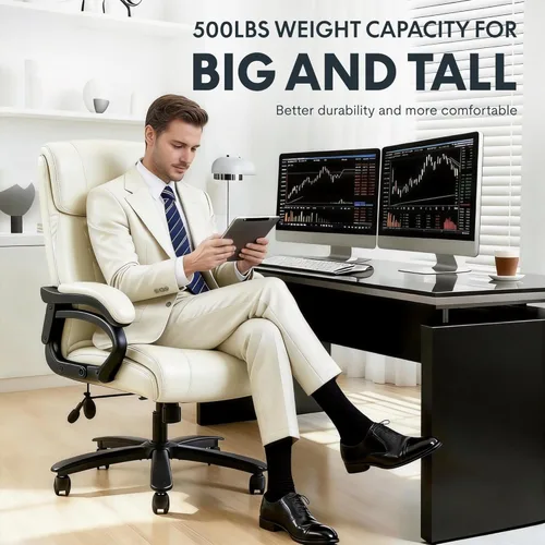 Vista 5 de FLEXISPOT 500lbs Big and Tall Office Chair for Heavy People, Heavy Duty Computer Chair with Stable Arms Adjustable Lumbar Support Metal Base, Desk