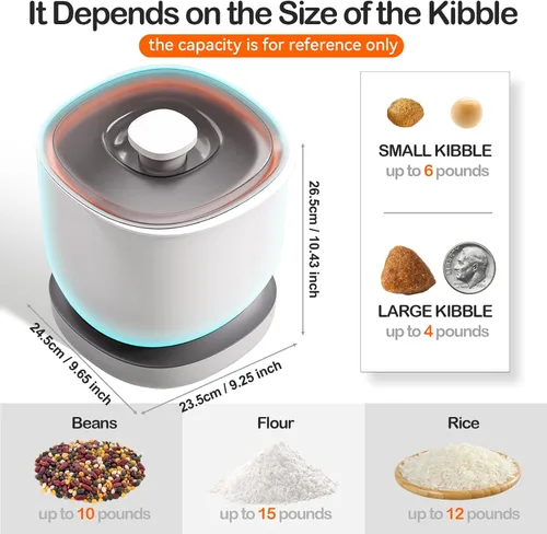Vista 3 de CTIME Envase hermético para comida de gato y golosinas para mascotas pequeñas y comida seca para perros y pájaros - 2.7 kg (Blanco)
