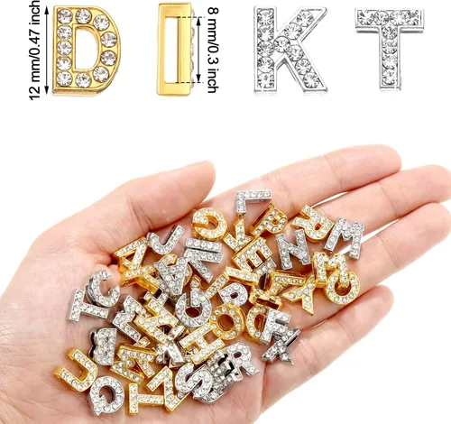 Vista 2 de WILLBOND 104 Pcs Full Rhinestone Letter Charms A-Z 8mm Rhinestone Slider Charms for Crafts Alphabet Letter for DIY Jewelry Making