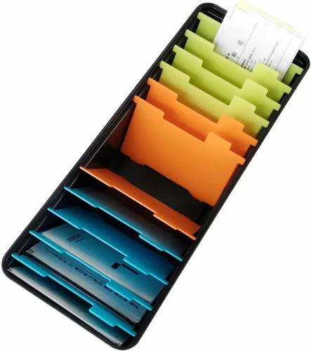 Vista 4 de Organizador de tarjetas de visita: caja de almacenamiento de 500 tarjetas con 11 divisores