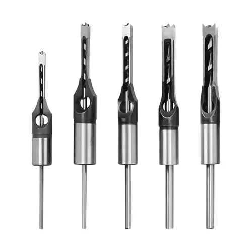 Vista 9 de Brocas de taladro cuadrado para carpintería de 1/4, 5/16, 3/8, 1/2, juego de cinceles de mortaje de madera, 4 piezas para accesorios de prensa