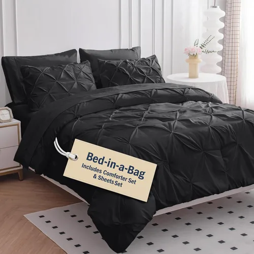 Vista 30 de LANE LINEN Juego de edredón individual de 5 piezas - Ropa de cama con diseño clásico de puntada pintuck - con 1 edredón, 1 funda de almohada, 1