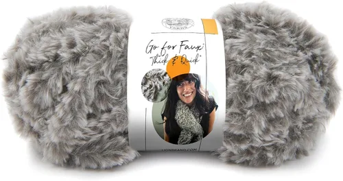Vista 7 de Lion Brand Yarn (1 madeja) Go for Faux Thick & Quick hilo voluminoso, Baked Alaska