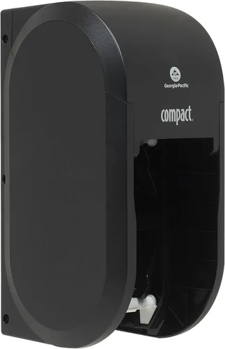 Georgia-Pacific Dispensador de papel higiénico de alta capacidad del núcleo vertical de 2 rollos compactos por GP Pro (), Negro, 56790A, 1