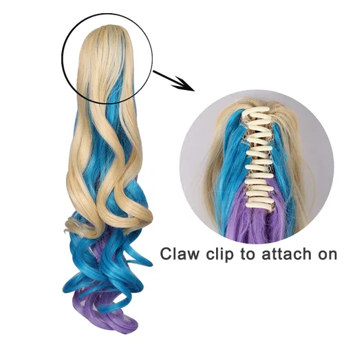 Vista 7 de ColorGround - Peluca larga rizada para cosplay con 2 coletas, talla única