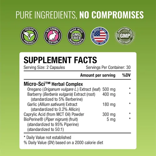 Vista 9 de Approved Science Siboprin - 60 cápsulas - Apoya el equilibrio intestinal, alivia la irritación intestinal, ayuda con calambres e hinchazón - Ácido