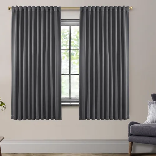 Vista 32 de SHINELAND Cortinas opacas de 102 pulgadas para sala de estar, cortinas opacas con pestaña trasera de 102 pulgadas de largo para dormitorio
