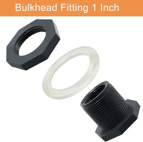 Vista 3 de 2 piezas Accesorio de Mamparo de PVC NPT1, Conector de Tanque de Agua de Plástico de 1 Pulgada Roscado Pasante, Accesorios de Tubería Pasante
