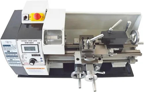Vista 2 de 7 "* 12" torno de metal de sobremesa, torno de metal de precisión de hilos métricos/pulgadas, mini torno 600W motor sin escobillas