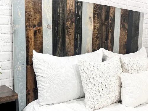 Vista 8 de Diseño mixto: cabecero hecho a mano. Se monta en pared: Fácil instalación:, Madera, Mezcla de todo terreno.