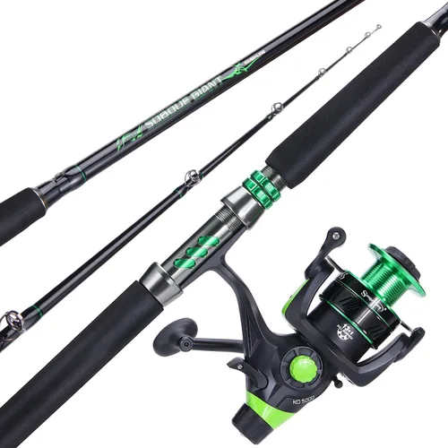Vista 2 de Sougayilang Saltwater Spinning Combo –2-Piece Graphite Blank,Medium Heavy Rod, Zirconia Rings, Aluminum Uplock Reel Seat - Size 5000 Reel for