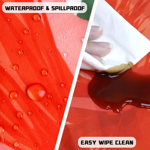 Vista 5 de Round Tablecloth Palm Flowers Fitted Tablecloth with Elastic Round Outdoor Tablecloths for Tables Waterproof Reusable Table Cover for Indoor and