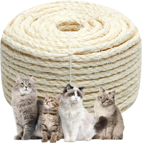 Vista 12 de Cuerda de Sisal Verde, 1/4 Pulgada, 32 Pies, para Rascador de Gatos, Cordel de Cáñamo DIY, 6mm, 10m