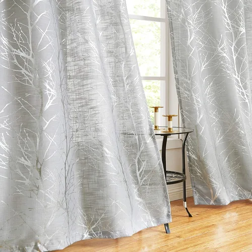 Vista 29 de FMFUNCTEX Cortinas de lino semitransparentes para dormitorio, cortinas blancas y negras de 45 pulgadas de largo para sala de estar, cortinas