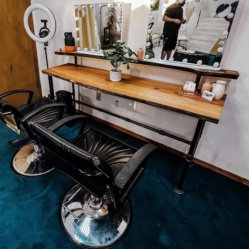 Vista 7 de MUZIK Industrial Pipe Table Legs Set - Iron-Cast Finish Piping for Wooden Computer Desk, Office, Home, Rustic Furniture - for DIY Decor with 6-Inch