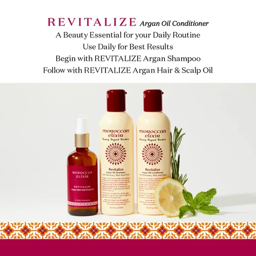Vista 5 de Moroccan Elixir Acondicionador revitalize de aceite de argán para cabello seco, dañado, teñido y sin sulfatos, parabenos y silicona, acondicionador