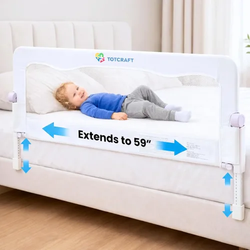 Vista 15 de TotCraft Rieles de Seguridad para Cama para Niños Pequeños - Protector de Riel de Cama para Queen, King, Tamaño Completo, Cama Twin