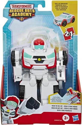 Vista 2 de Transformers Playskool Heroes Rescue Bots Academy Medix The Doc-Bot juguete transformable de robot, figura de acción de colección de 6 pulgadas