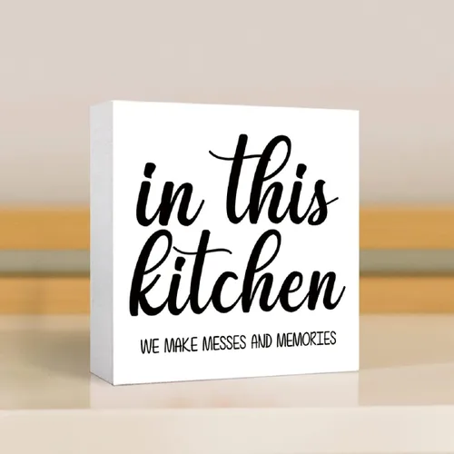 Vista 4 de Letrero de madera de cocina, letrero rústico de madera para cocina, estante de cocina, decoración de mesa, divertido letrero de cocina de granja