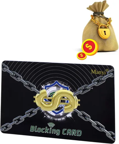 Vista 3 de Manyi 5 tarjetas de bloqueo RFID, protección para toda la cartera y protector de bolso, bloqueador protector de tarjetas de crédito NFC sin Negro
