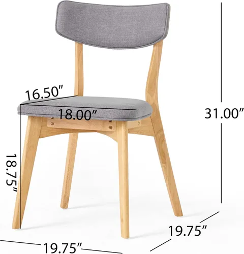 Vista 18 de GDFStudio Chazz Mid-Century - Juego de 2 sillas de comedor con marco de mediados de siglo, juego de 2 piezas, gris oscuro y acabado de nogal natural