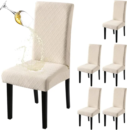 Vista 42 de Fuloon Paquete de 4 Fundas Protectoras para Asientos de Sillas de Comedor Súper Ajustadas Elásticas Extraíbles Lavables Cortas para Hotel, Comedor