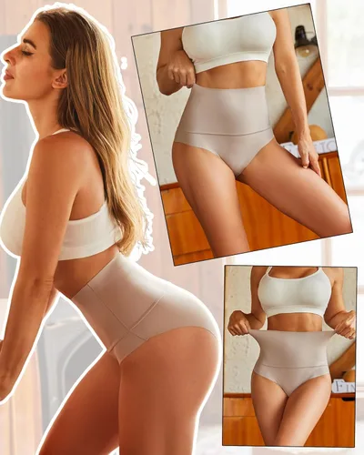 Vista 8 de FINETOO Ropa interior sin costuras para mujer, de cintura alta, con control de abdomen, de nailon, 4 unidades, S-XXXL