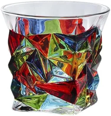 Vista 6 de kkekos Soplado a mano estilo italiano coloridos vasos de whisky vasos de agua taza de cristal (01)