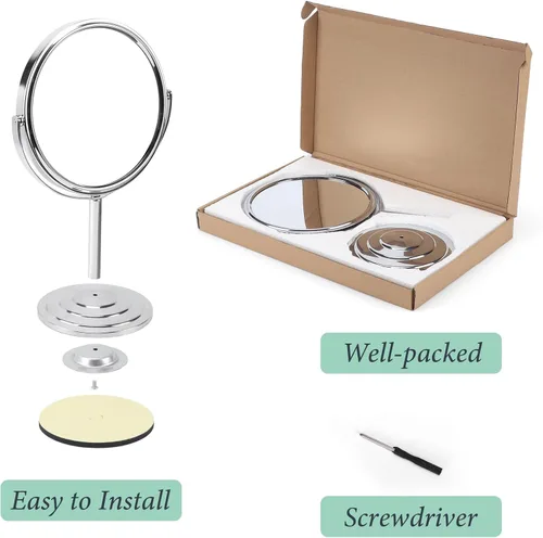 Vista 7 de Schliersee Espejo de maquillaje con aumento de 7 pulgadas, rotación de 360, aumento de doble cara para 1X, 3X, espejo de mesa de escritorio