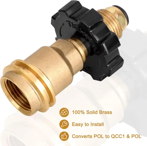 Vista 6 de Adaptador de tanque de propano Aekops de 100 libras, adaptador universal POL para tanque de propano que convierte POL a QCC1, adaptador de tanque LP