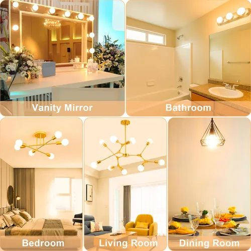 Vista 7 de hansang Bombilla LED G25 de 5 W (equivalente incandescente de 60 W) 2700 K blanco suave, bombillas decorativas, base E26, 500 lúmenes, perfecta