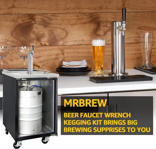 Vista 7 de MRbrew Kit de grifo de vástago de cerveza, grifo de cerveza de cierre automático de núcleo inoxidable con manguera de líquido de 3/16 pulgadas y púa