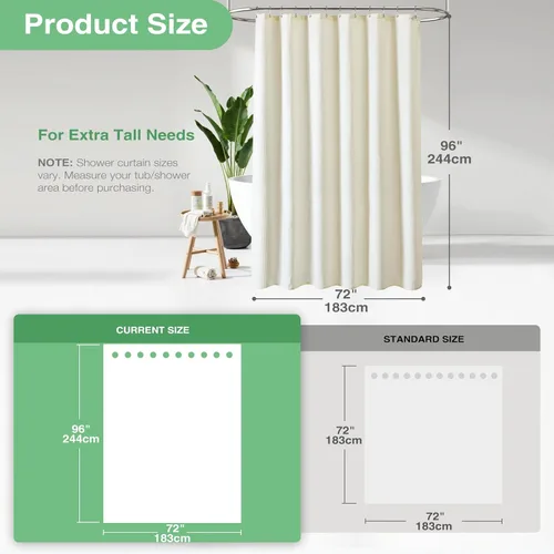 Vista 35 de Cortina de ducha de tela Dynamene verde oscuro - Cortinas de baño de tela de nido de abeja texturizadas resistentes, juego de cortinas de baño