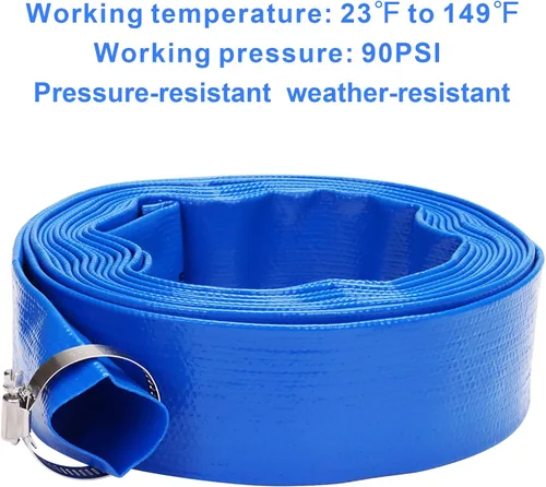 Vista 3 de Manguera de retrolavado de piscina plana - 1.5" x 25 pies Manguera de descarga de PVC resistente de alta resistencia con refuerzo Manguera