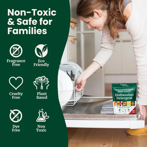 Vista 8 de Truly Free Detergente para lavavajillas Detergente natural para platos, jabón para lavavajillas, sin plástico, a base de plantas, limpio
