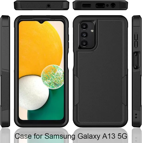 Vista 6 de Jeylly Funda para Samsung Galaxy A13A04s, protección de grado militar, a prueba de caídas, parte trasera dura mate, silicona suave, a prueba