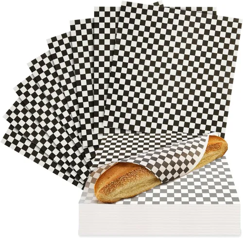 Culiware - Hojas de papel Deli, 12 x 12 pulgadas, 1000 unidades, hoja de cera a cuadros clásica, forros de canasta de alimentos precortados, papel