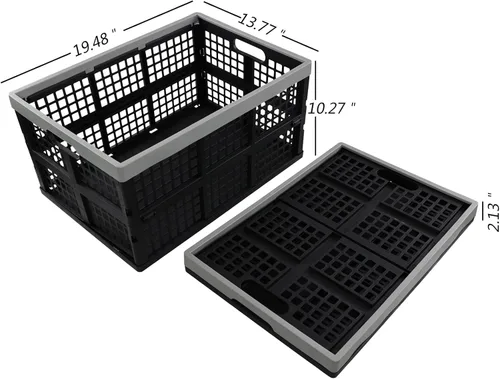 Vista 3 de Cajas de almacenamiento plegables grandes, 42 litros de plástico plegables, juego de 4
