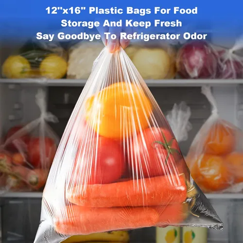 Vista 7 de Bolsas de plástico para productos de 12 x 16 pulgadas en rollo, bolsas de plástico transparente para alimentos, verduras, frutas, pan, bolsas