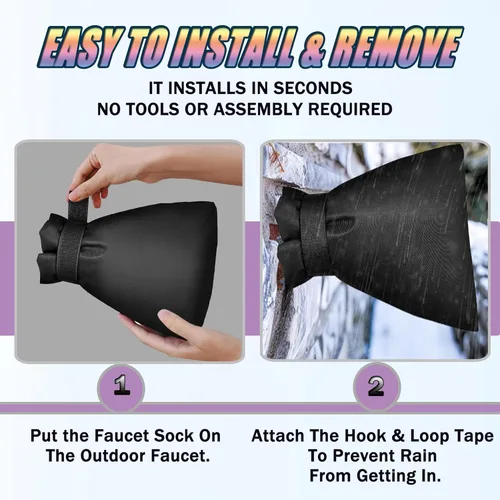 Vista 4 de Cubierta de Grifo Exterior para Invierno - Pro 7.1"An x 9.8"Al - PAQUETE DE 4 Calcetines de Cubierta de Grifo de Agua para Exteriores