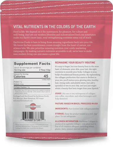 Vista 2 de Colágeno Earthtone. Péptidos 16 onzas. Proteína de carne de res sin transgénicos, 1