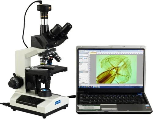 OMAX 40X-2500X - Microscopio LED trinocular compuesto de laboratorio con cámara digital de 9 MP