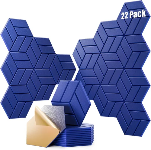 Vista 16 de Paquete de 12 paneles acústicos, paneles acústicos de 12 x 12 x 0.4 pulgadas, paneles de espuma a prueba de sonido para paredes, paneles de sonido