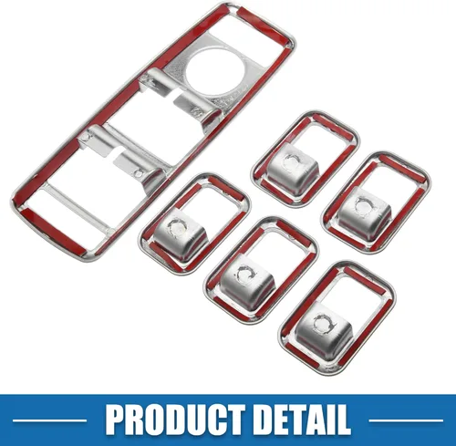 Vista 7 de Interruptor de ventana eléctrica para automóvil, bisel para Mercedes Benz a B C E GLE GLA CLA GLK Clase ABS tono plateado (juego de 1)
