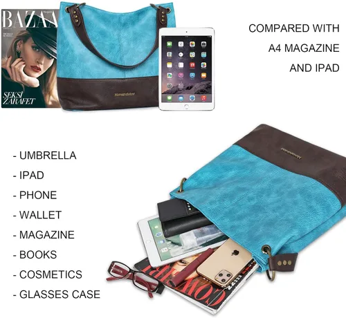 Vista 7 de Montana West Bolsos y bolsos Hobo para mujer de cuero vegano con asa superior con cremallera